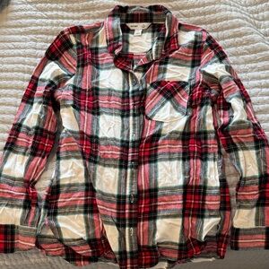 Old Navy Red Green White Plaid Button-Down Shirt